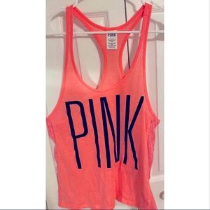 Hot PINK tank top with lace sides